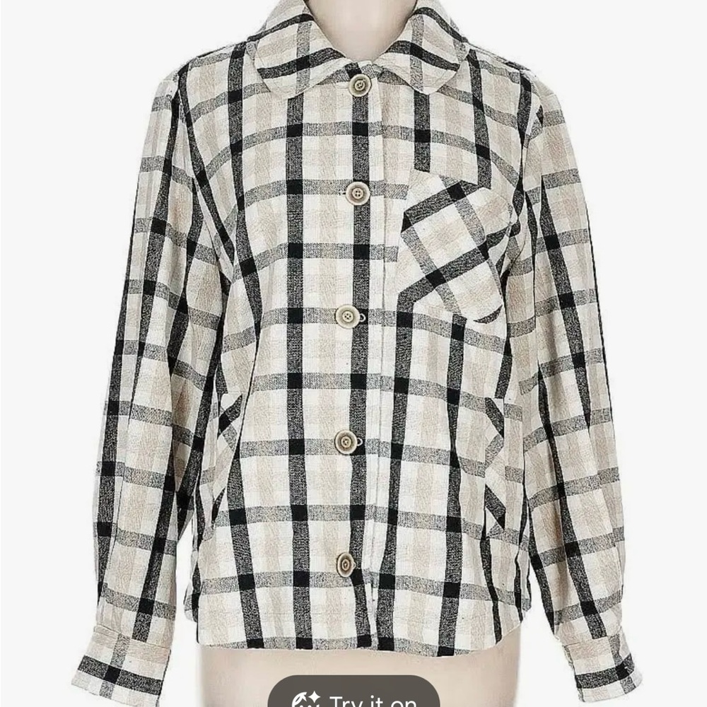 Multiples Brand-Plaid Button-Up Shirt medium